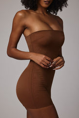 Soft Mesh Mini Slip Dress in Mocha