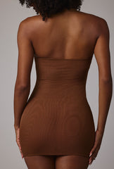 Soft Mesh Mini Slip Dress in Mocha