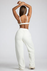 Low Rise Straight Leg Fleece Joggers in White