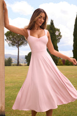 Sweetheart-Neck Ruched Midaxi Dress in Blush