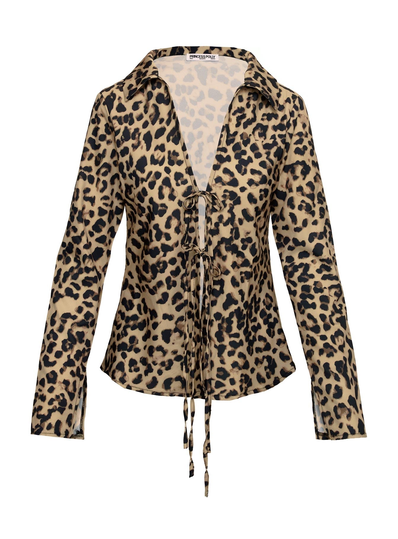 Toriah Long Sleeve Tie Up Top Leopard