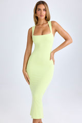 Modal Square-Neck Midi Dress in Matcha Green