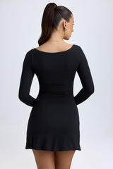 Modal Layered A-Line Mini Dress in Black