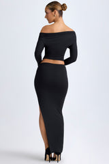 Modal Low-Rise Maxi Skirt in Black