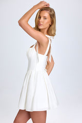 Ruched Corset Mini Dress in White