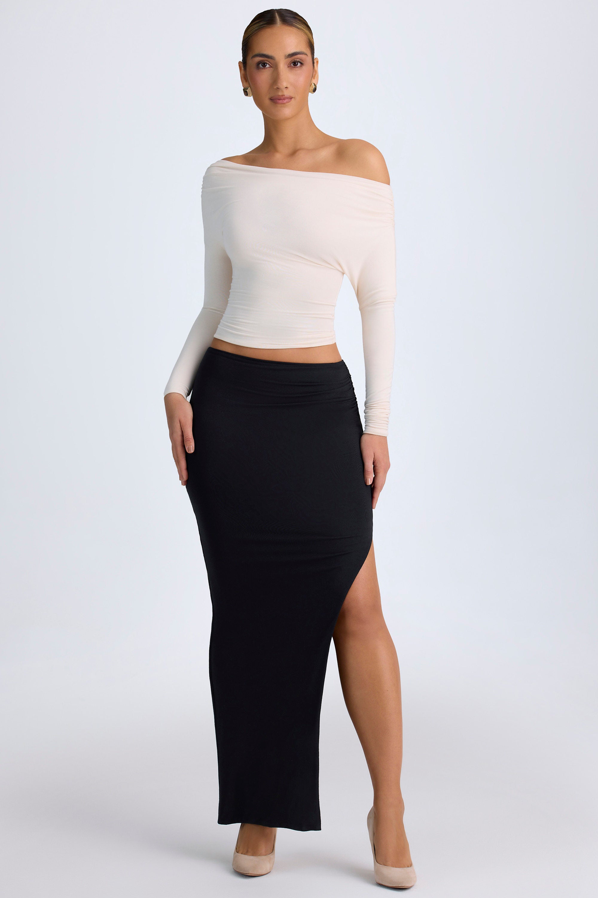 Modal One-Shoulder Ruched Top in Ivory