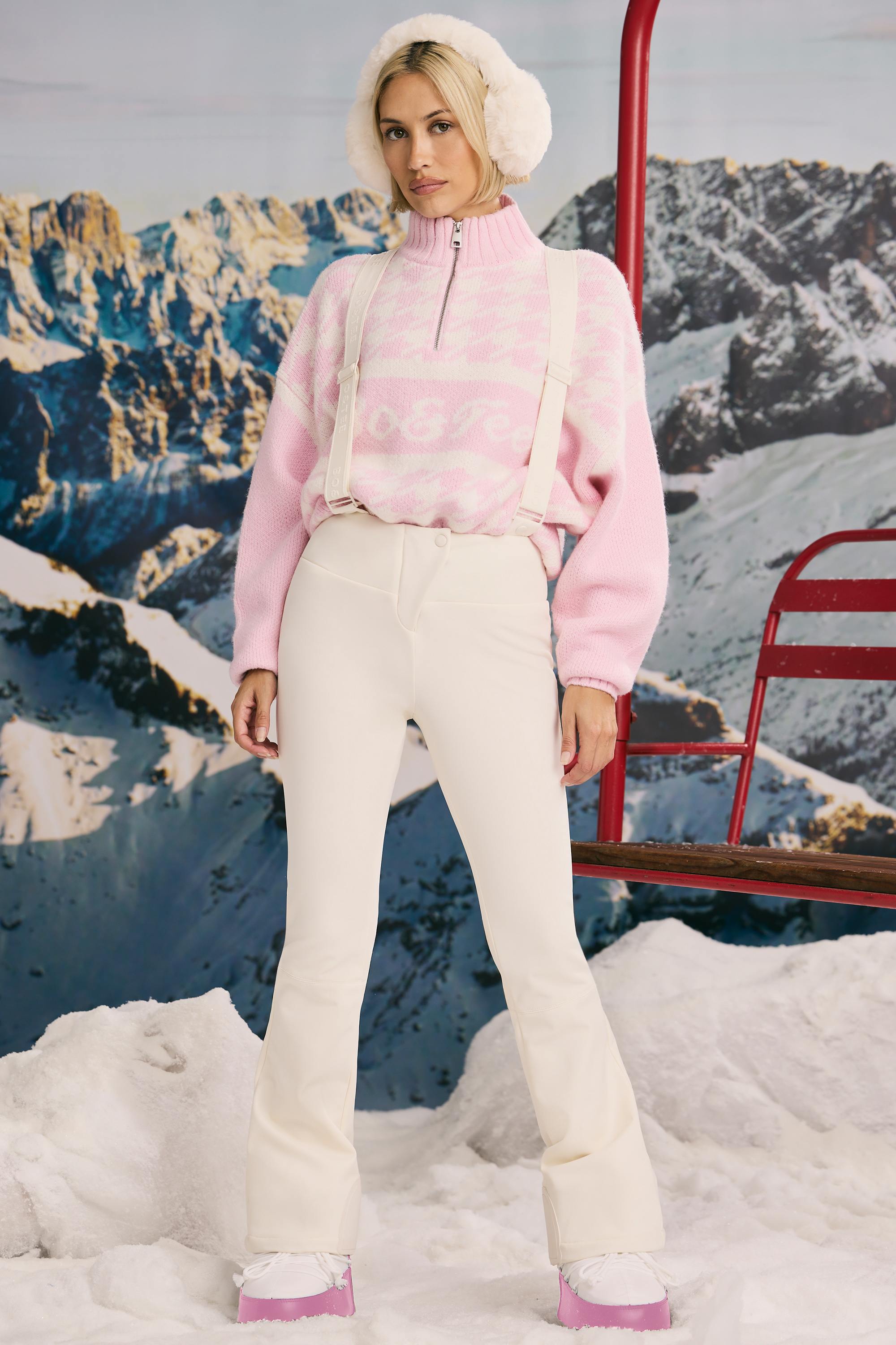 Fleece-Lined Ski Trousers in Ice White