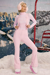 Fleece-Lined Ski Trousers in Pastel Pink