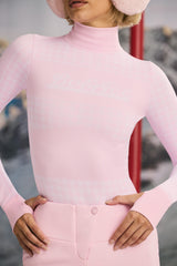 Super Sculpt Seamless Houndstooth Bodysuit in Pastel Pink